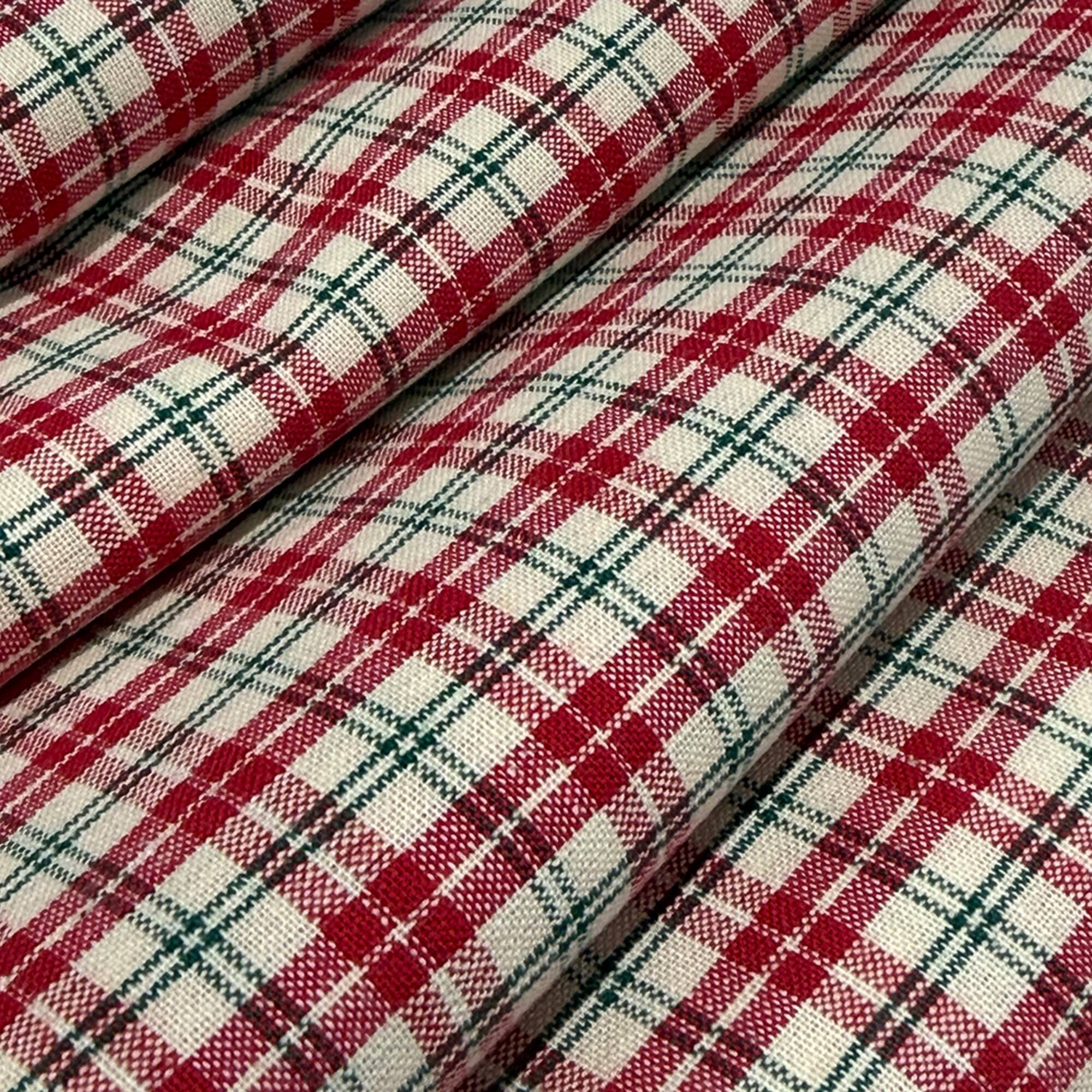 Feldman Red & Ivory Homespun Plaid Cotton Fabric